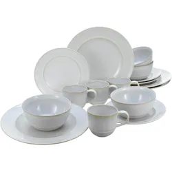 CreaTable, Geschirrset, Geschirr–Set Antique, 16–teilig für 4 Personen, mit Rillenstruktur (16 Stk.)