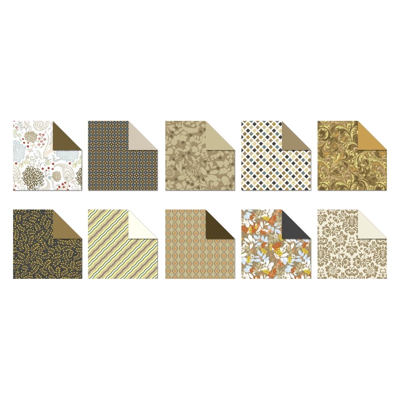 Ursus Desinpapier Faltblätter 'Amber' 100g/qm 15x15cm VE=50 Blatt sortiert 10 Designs (100 g/m², 1x) (22855599)