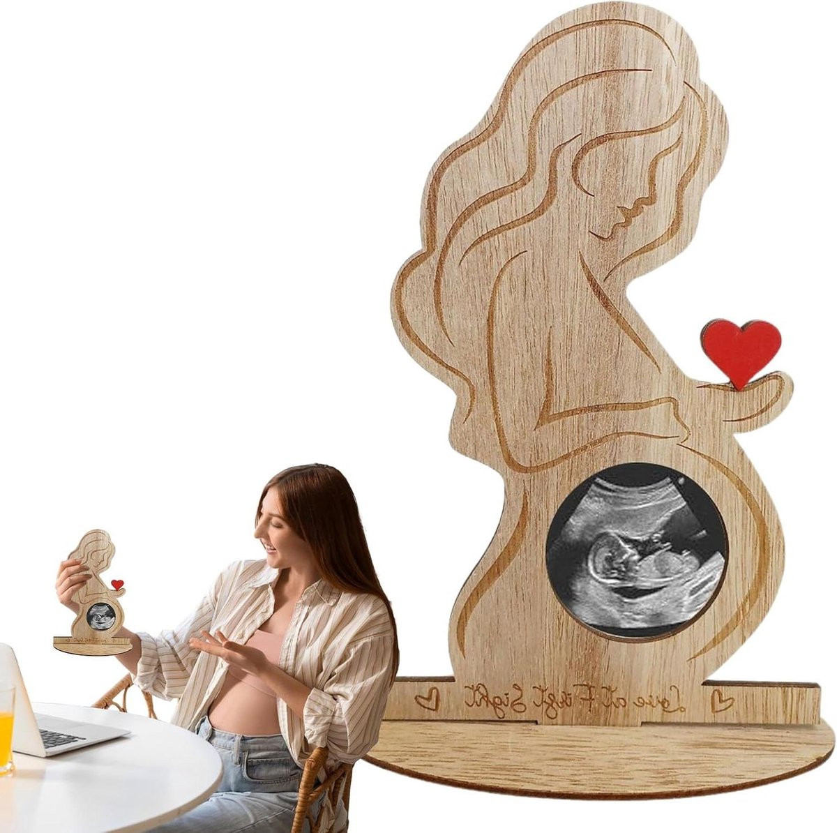 Houten Fotolijst voor Echografie - Houtkleur - 20 x 14 cm