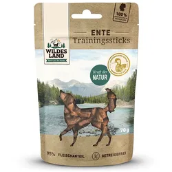 Wildes Land Ente Sparpaket 8 x 70g Training Sticks Hunde Snack