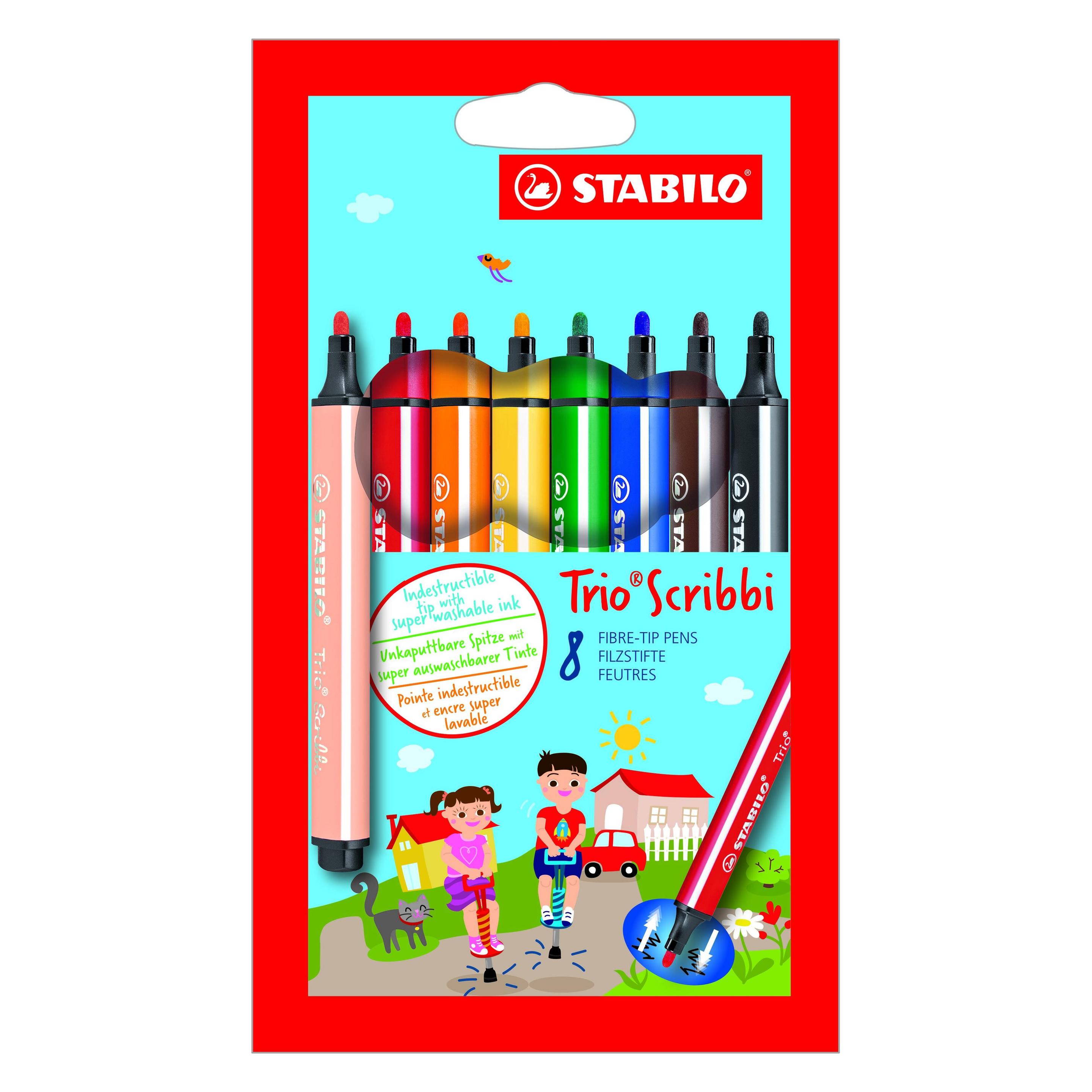 Stabilo Trio Scribbi Gefederter Dreikant-Filzstift (8x) (368/8-01)
