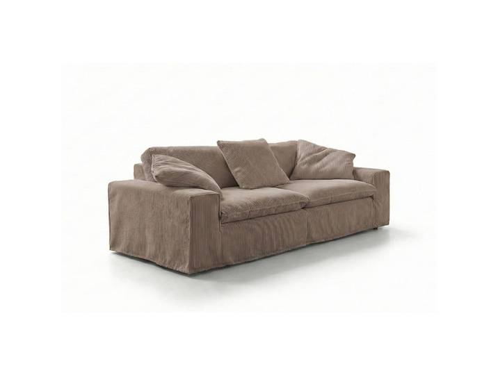 Kawola Sofa Netta Taupe Cord, Birkenholz, Nachbildung,Birke, Füllung: Kaltschaum, 258x90x116 cm, Wohnzimmer, Sofas & Couches, Sitzgarnituren