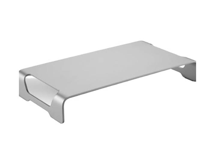 Ergolutions® Aluminium Monitorerhöhung - Ergonomisch, Schreibtisch-Organizer, Gebürstetes Alu, Bessere Haltung, Platzsparend, Rutschfest, Robust, 15kg Tragkraft, 5J Garantie, Silikonpads