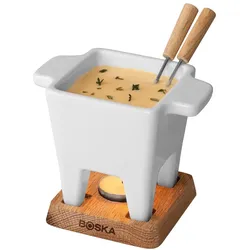 Boska Tapas Fondue Bianco - Kleines Fondueset - Für Käsefondue und Warme Saucen - Fondueset - Mit teelicht - Für 1 bis 2 personen - 300 ml