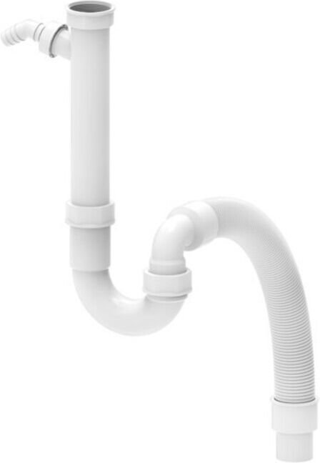 KIRCHHOFF KS Siphon tubulaire flexible pour évier, blanc, 1 1/2