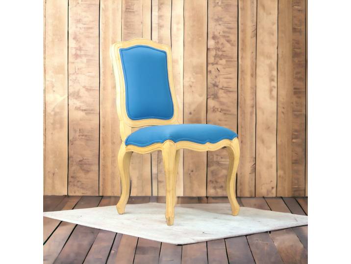 Chaise de Style Baroque en Tissu - Bleu