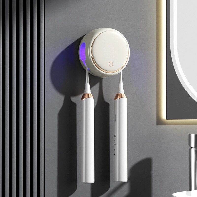 INF Smarter UV-Zahnbürsten-Sterilisator-Halter – Wandmontierte elektrische Zahnbürsten-Desinfektionsbox Weiß