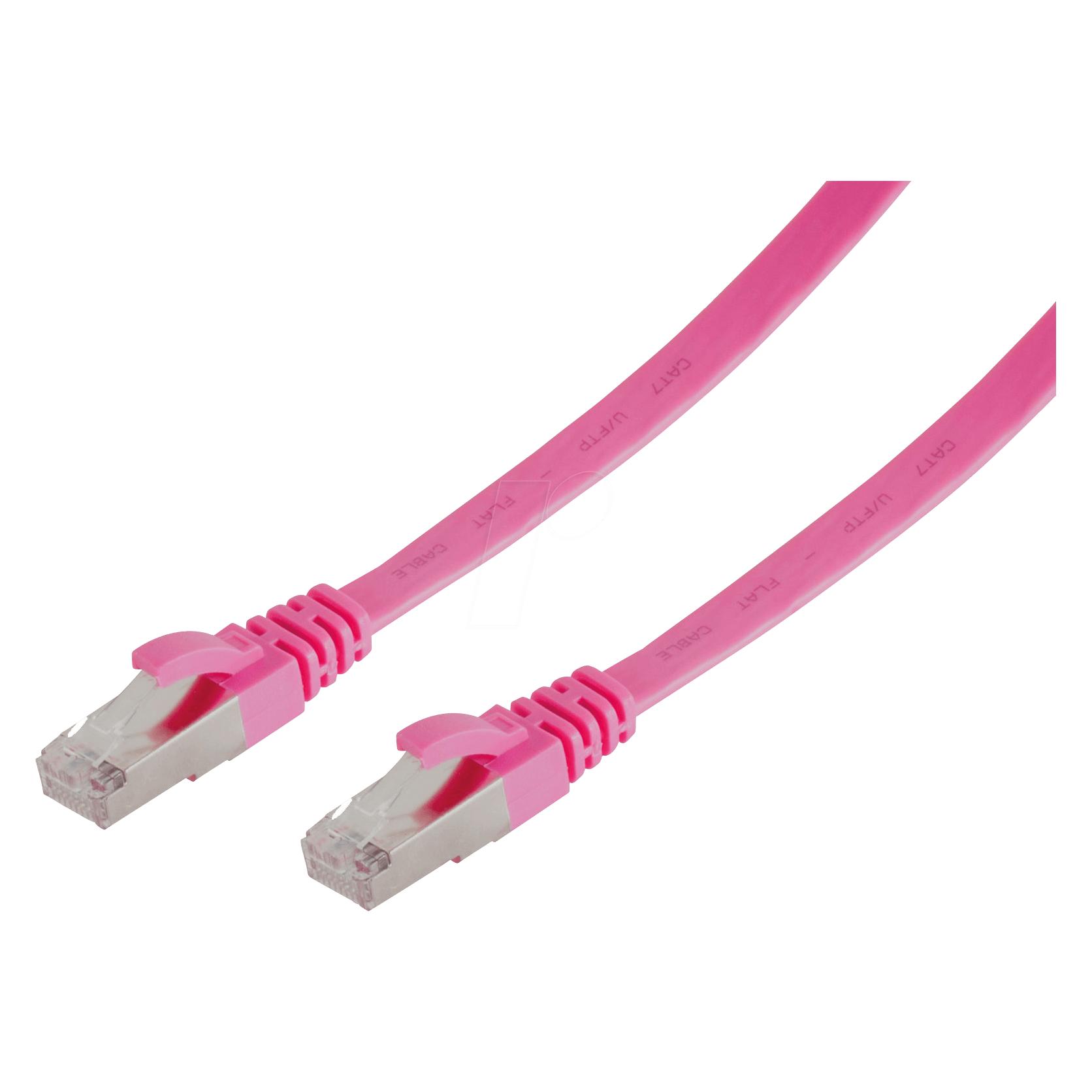Shiverpeaks RJ45 Patchkabel flach U/FTPCat.7 Rohkabel magenta 15,0m (U/FTP, CAT7, 15 m) (BS75525-SLM)