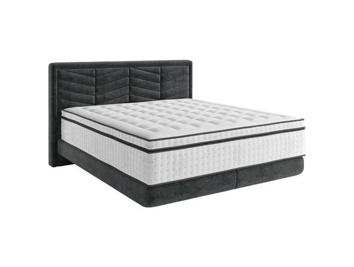 Boxspringbett, Schwarz, 180x200 cm, Textil, H3 Matratze, Carryhome