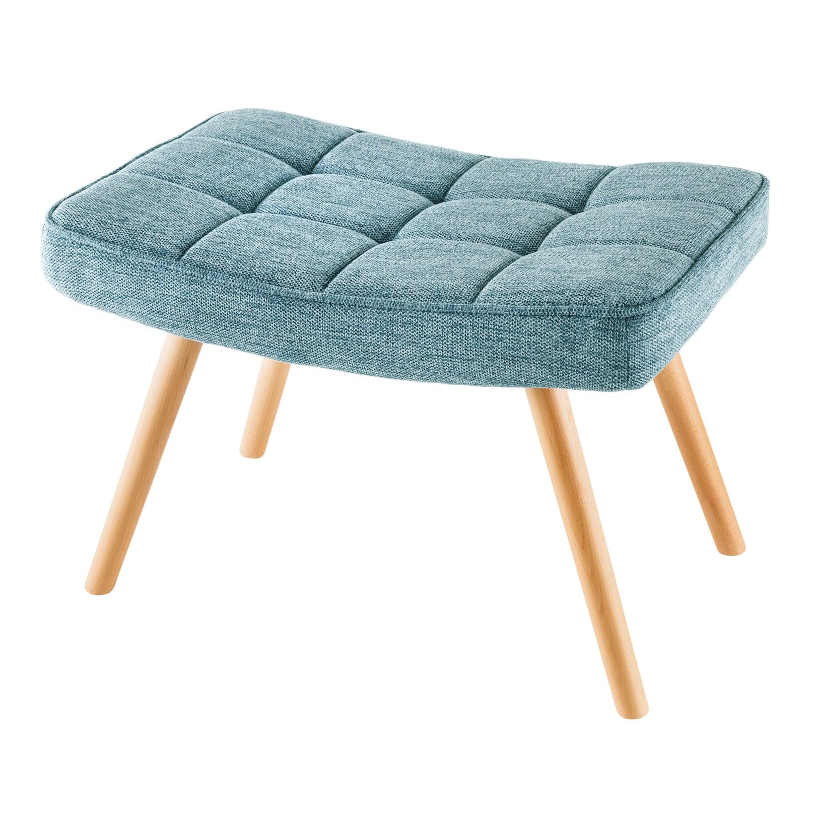 riess-ambiente Hocker SCANDINAVIA - modern blau Strukturstoff Massivholz-Beine Fußhocker