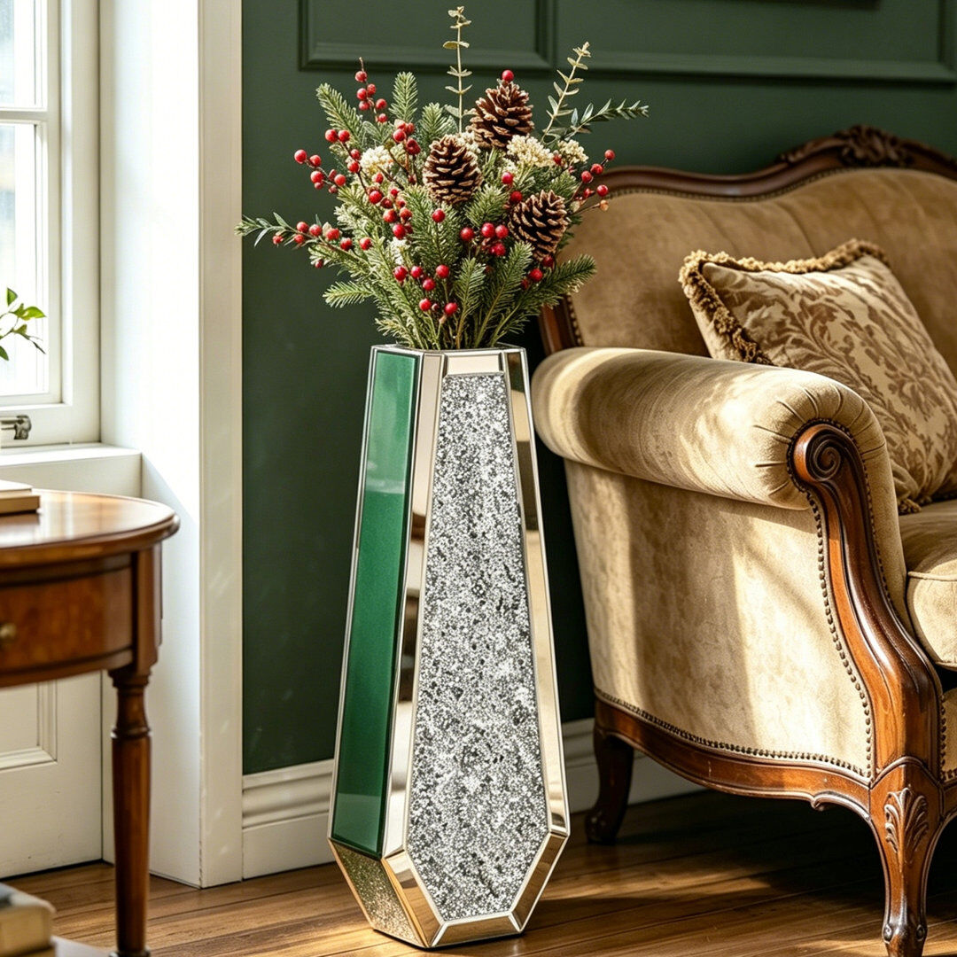 Canora Grey Batula Glass Floor Vase 1 Silver 68cm H X 11cm W X 16cm D