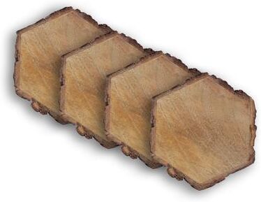 "Dainty Home Wood Designed Textured Hexagon Coaster Set of 4 - 4"" Hexagon"