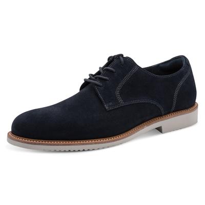 Schnürschuh TAMARIS, Herren, Gr. 41, blau (navy), Veloursleder, Schuhe Schnürschuh, Halbschuh mit dezenten Ziernähten, für Herren