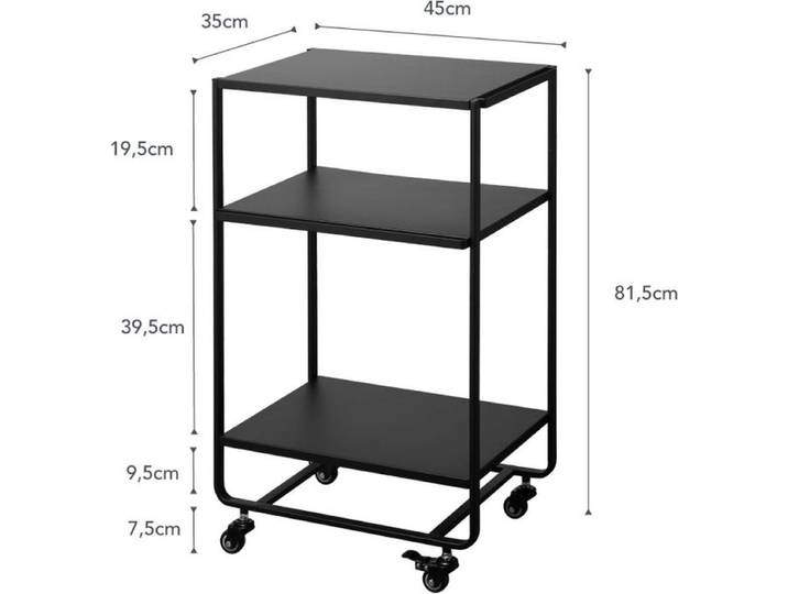 Yamazaki Keukentrolley - 3 niveaus - Tower - Zwart