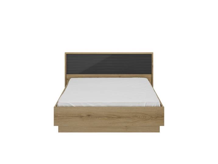 Lit 140cm x 190cm effet bois noir mat