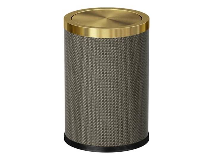 YOJIA 9,1 l Badezimmer-Mülleimer mit Deckel, Schlafzimmer-Mülleimer PU-Leder, moderner runder dekorativer Mülleimer, 9 l