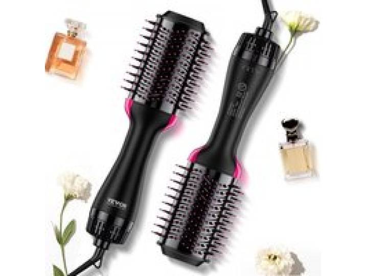 VEVOR Warmluftbürste Set, 4-in-1 Airstyler, Hairstyler mit 75 mm ovalem Zylinder mit Keramikbeschichtung und 3 Heizstufen, professionelle Heißluft-Stylingbürste zum Glätten, Trocknen und Locken