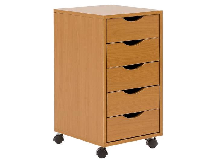 Mid.you Rollcontainer, Buchefarben, 5 Schublade(n) Schubladen, 33x68x38 cm, griffloses Öffnen, Büromöbel, Schreibtischcontainer, Rollcontainer