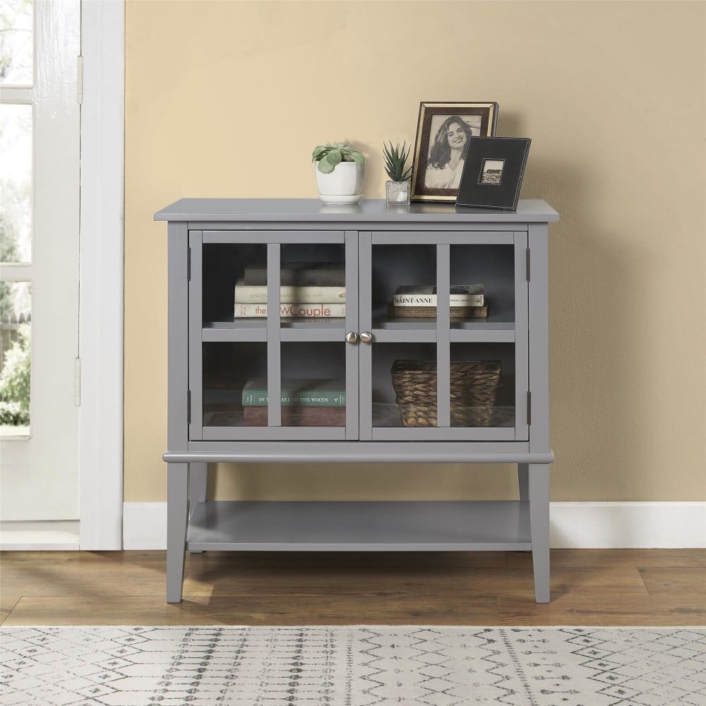 Dorel Home Vitrine avec 2 portes en mélaminé gris Gris 39x77x79cm