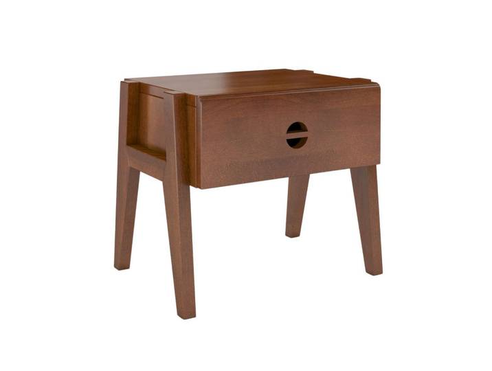 Visby Massivholznachttisch Radom mit Schublade, Buche - lackiert, Nussbaumfarbe, Walnussfarben, Buchenholz, 45x41x34 cm, Schlafzimmer, Nachtkästchen