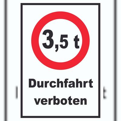 HB-Druck Durchfahrt verboten 3,5 Tonnen Schild A6 Rückseite selbstklebend