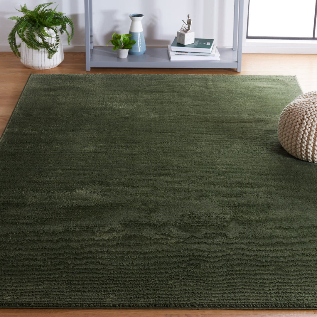 17 Stories Revive Solid Color Area Rug In Green Green Rectangle 122 x 183 cm