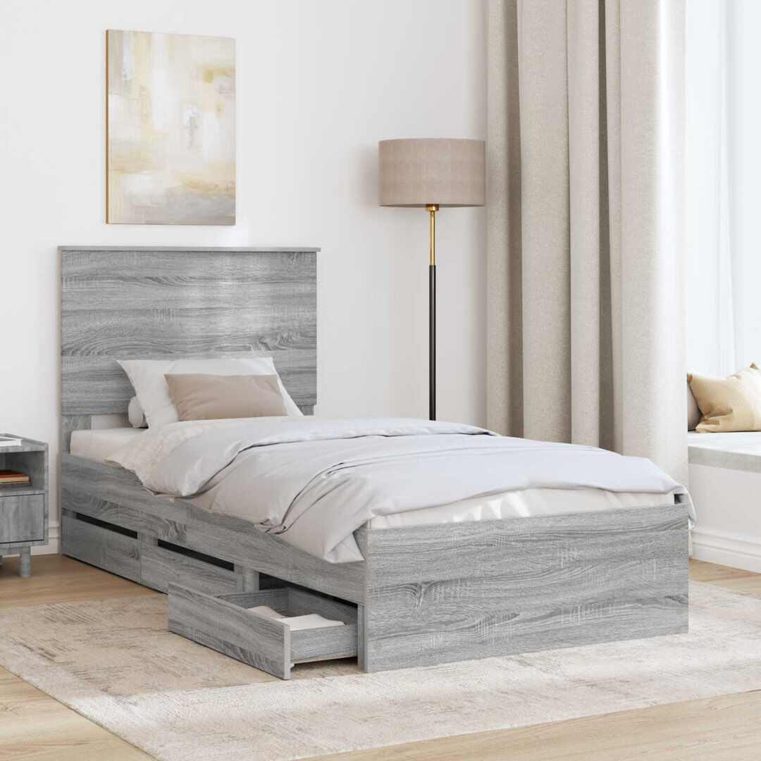 Ebern Designs Bed Grey Sonoma Single (3')