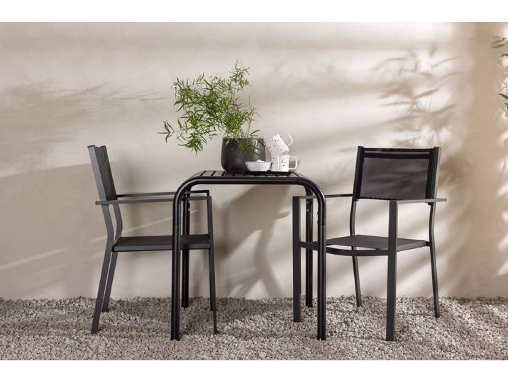 Garten Cafegruppe Levina – 3 teiliges Möbel-Set in Schwarz - Schwarz - Luxusbetten24
