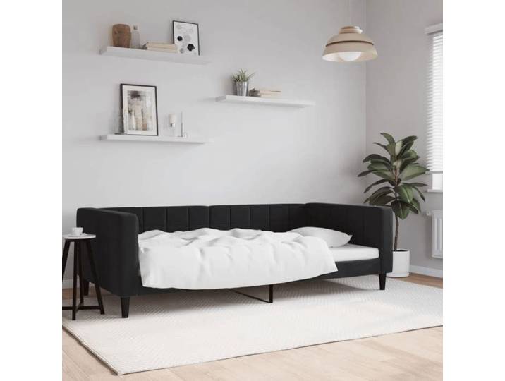 CLARENCE® Lit 1 PLACE/ Lit de repos - Lit de jour - sans matelas - noir 100x200 cm - velours LV12402