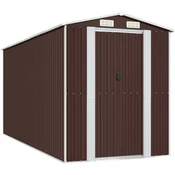 Helloshop26 - Gartenhaus Geräteschuppen Geräteschuppen robust dunkel 192 x 440 x 223 cm verzinkter Stahl braun 02_0022320