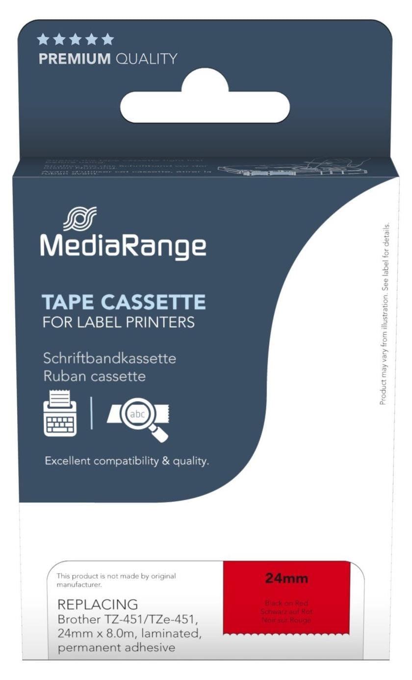 MediaRange MRBTZ451 Labelband voor Brother TZ-451/TZe-451, 24mm x 8m, Zwart