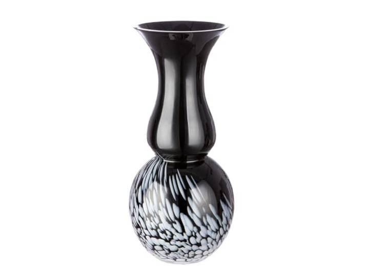 GILDE Decoratieve beker vaas zwart wit - moderne decoratieve vaas decoratief object glazen vaas bloemenvaas handgemaakt van gekleurd glas - hoogte 36,5 cm