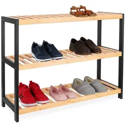 Relaxdays Schuhregal aus Bambus Hellbraun,Schwarz