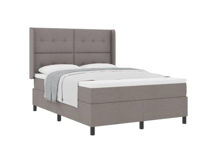 KKgypkn Boxspringbett mit Matratze und Lattenrost Taupe 200 x 160 cm Stoff, verstellbares Kopfteil, mittelfeste Taschenfederkernmatratze
