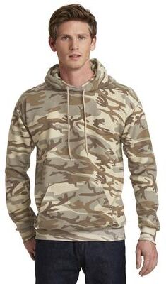Port & Company PC78HC Core Fleece Camo Pullover Hooded Sweatshirt in Desert size XL
