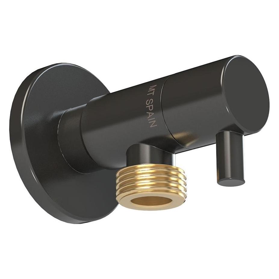 MT Deco model angle valve with round handle, black, ½ x ½ in (67567234)