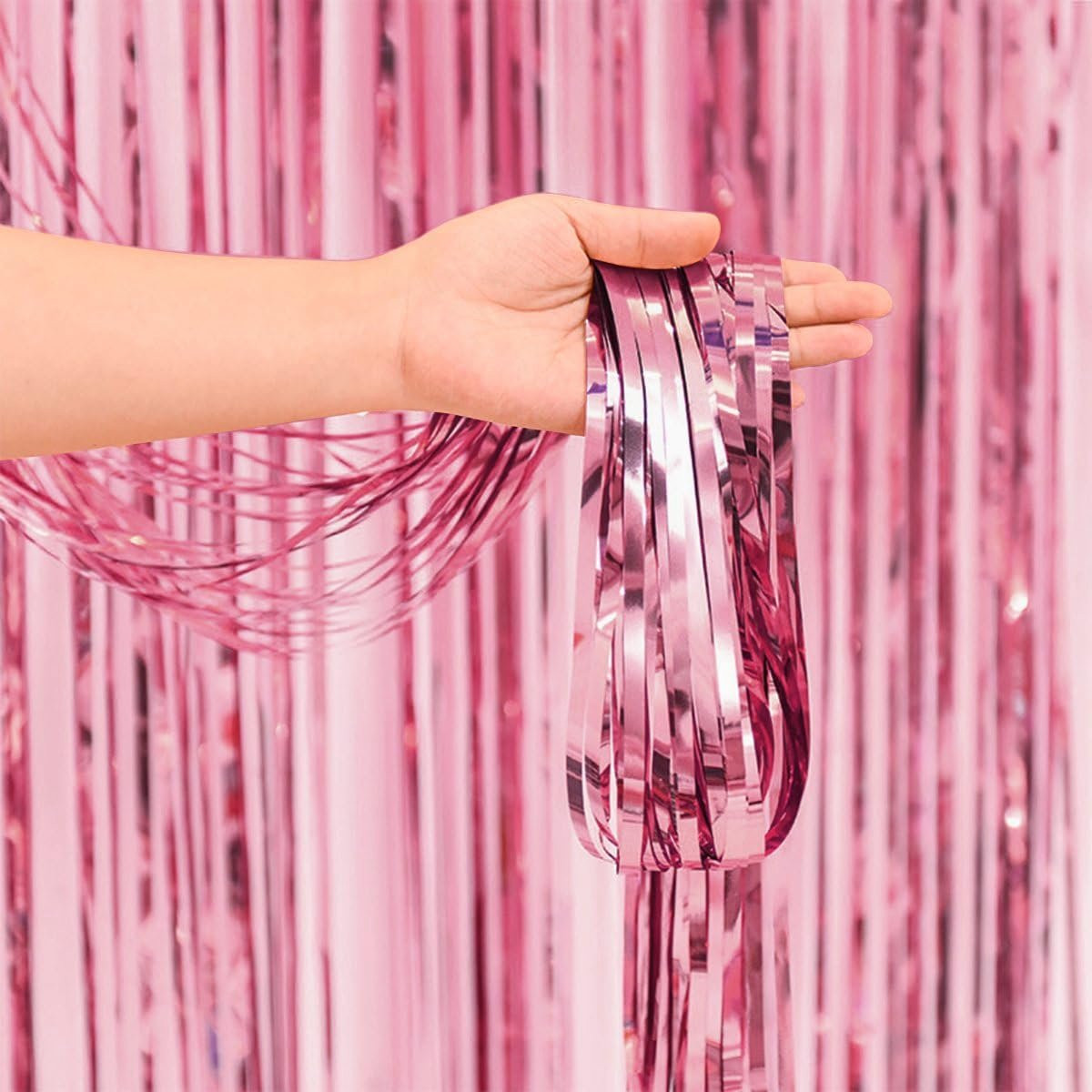 Roze Glitter Deurgordijn Backdrop voor Verjaardag Versiering - 100 x 200 cm
