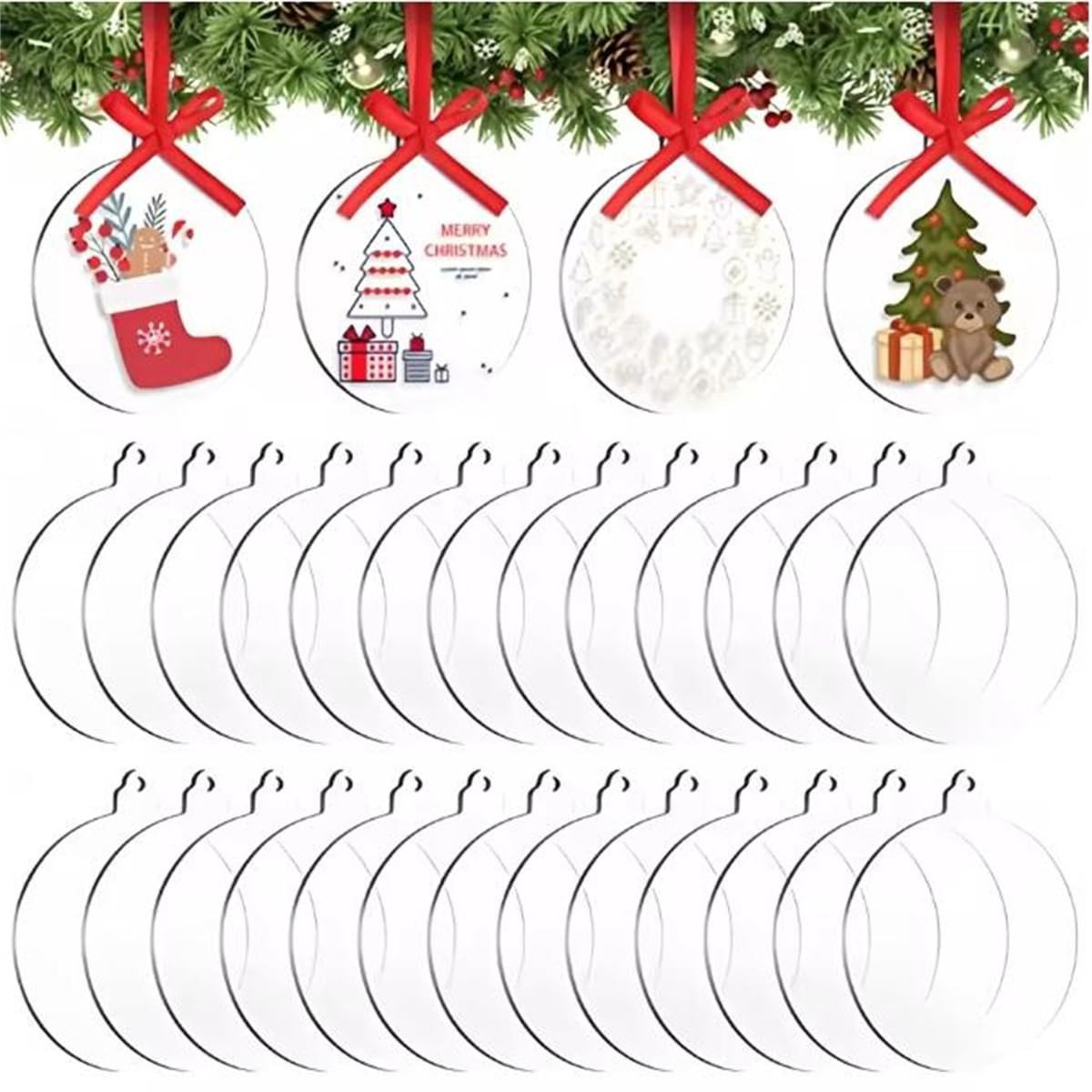 Solidchoice Set van 30 Heldere Acryl Kerst Ornamenten voor DIY