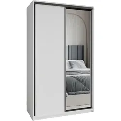 SCHWEBETÜRENSCHRANK TAVI 120/205/60 cm 2-türig mit Spiegel Weiß