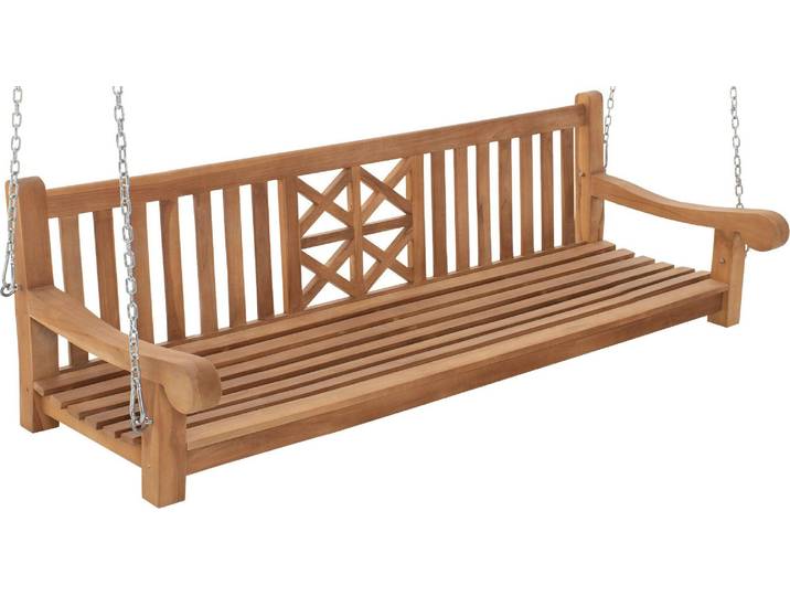 CLP Schaukelbank Farm Teakholz wetterfest mit Befestigungsmaterial teak 220 cm