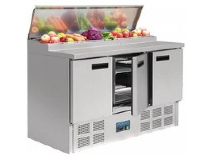 Comptoir inox réfrigéré de préparation 390 Litres 8 x GN 1/4 (P)200 mm 235 W 220 V - MONO