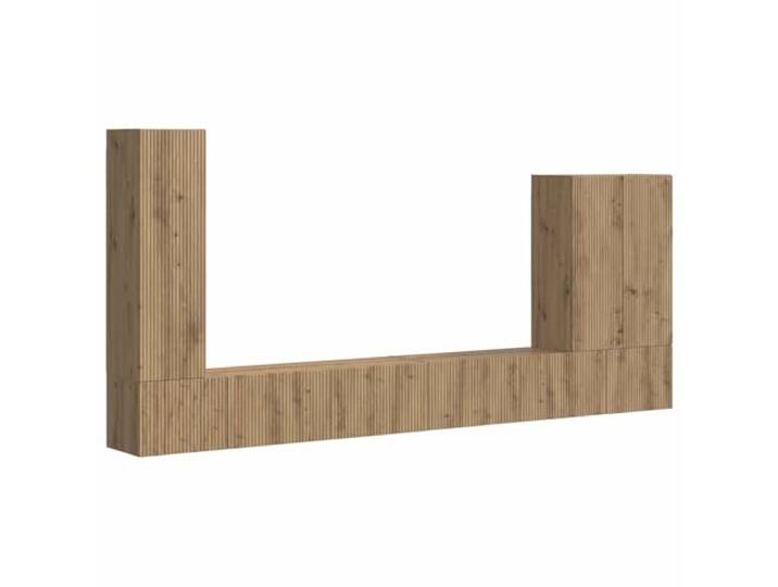 GKHPYURE TV-Schrank-Set zur Wandmontage, 6-teilig, Eiche Technisches Holz, Schiebetüren, USB-Steckdosen, mehrere Regale, anpassbares Design