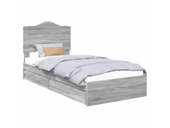 HMDNGOUT Aufbewahrungsbett Graues Sonoma 75 x 190 cm Holzwerkstoff mit Schubladen, modernes Stauraumbett für Schlafzimmer, rechteckiges Design