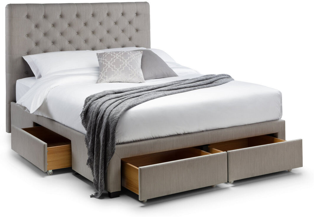 Rosalind Wheeler Deloss Upholstered Storage Bed with Mattress Gray Double (4'6)