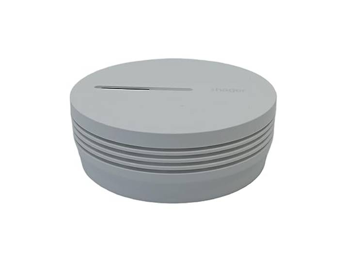 Hager Détecteur de fumée Blanc TG600AL Détecteur de fumée photoélectrique avec alarme de 85 dB\, zone de détection de 50 m² et batterie au lithium de 3 V intégrée