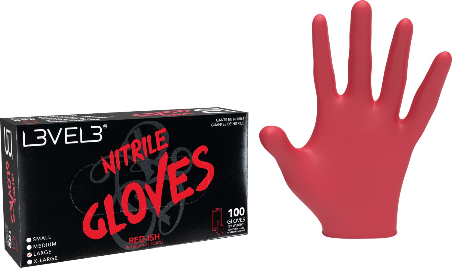 L3VEL3 Nitrilhandschuhe Large Red-ish LV30138