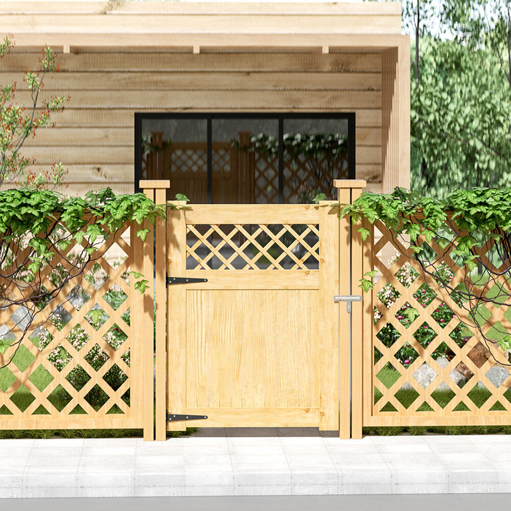 Lily Manor Solid Wood Gate Fencing Yellow 120cmH x 90cmW x 2.3cmD