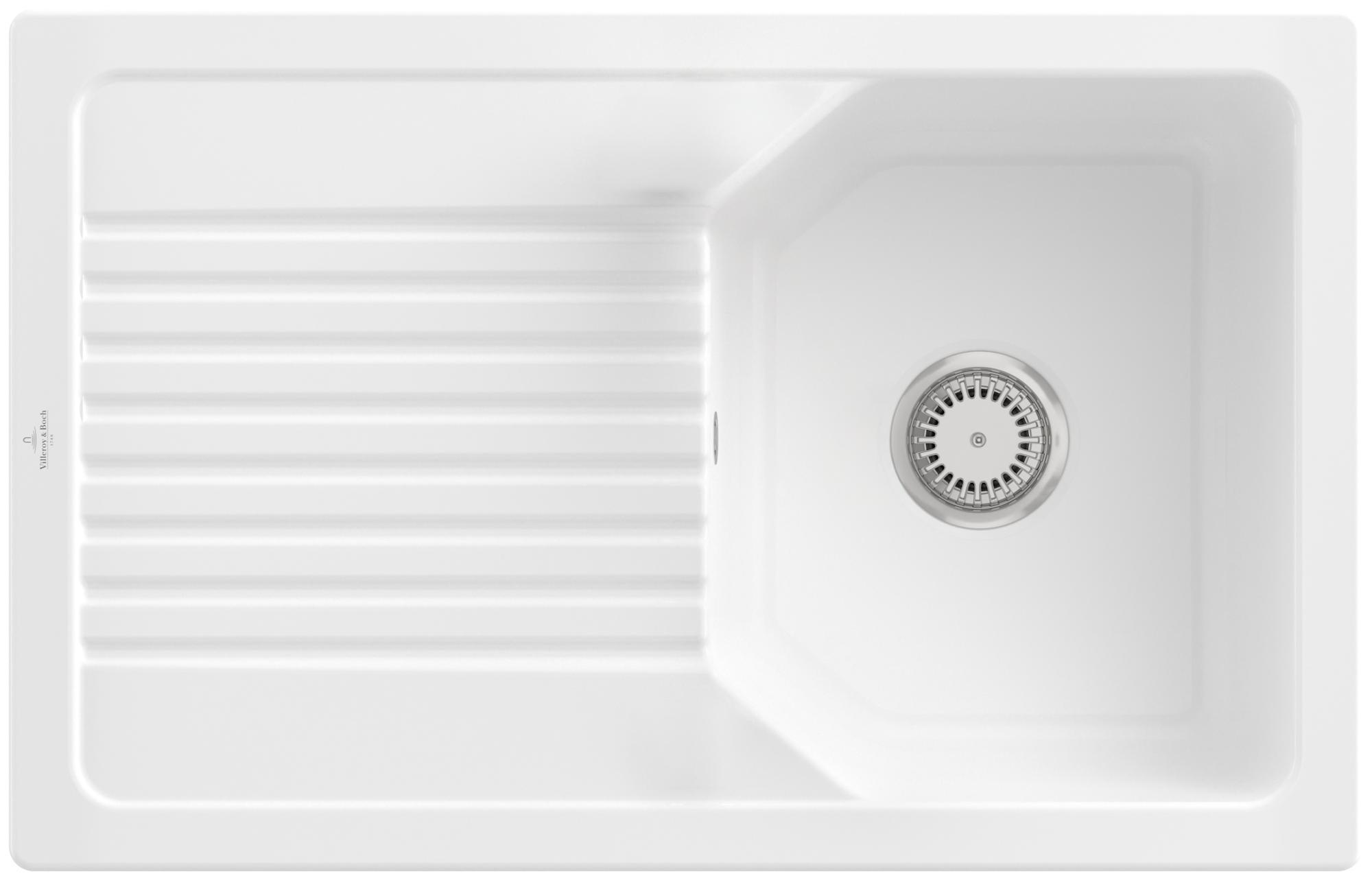 Villeroy & Boch 33841FR1 Keramikspüle flächenbündig Unterschrankbreite ab 45 cm Weiß Alpin Handbetätigung - inkl.