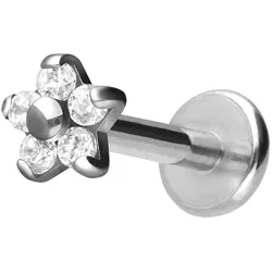 Titan Labret mit Innengewinde BLUME MIT 5 KRISTALLEN