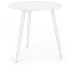 Beistelltisch Ridley rund aus Aluminium, modern, weiß, pulverbeschichtet für Outdoor